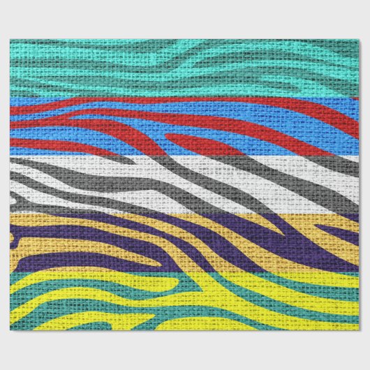 Retro Zebra huid printpatroon Burlap Rustige #9 Cadeaupapier (Vlak)
