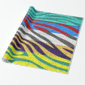 Retro Zebra huid printpatroon Burlap Rustige #9 Cadeaupapier (Uitgerold)