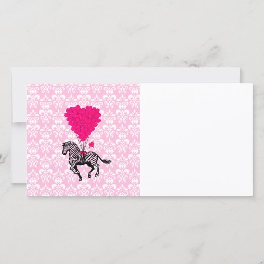 Retro zebra & roze hartballonnen (Voorkant)