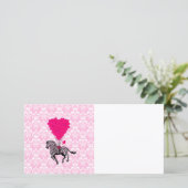Retro zebra & roze hartballonnen (Staand voorkant)