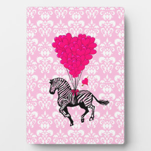 Retro zebra & roze hartballonnen fotoplaat