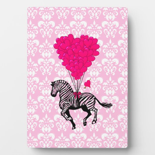Retro zebra & roze hartballonnen fotoplaat (voorkant)