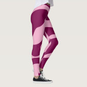Retro Zebra Stripes Wavy Lines Magenta Pink Leggings (Rechts)