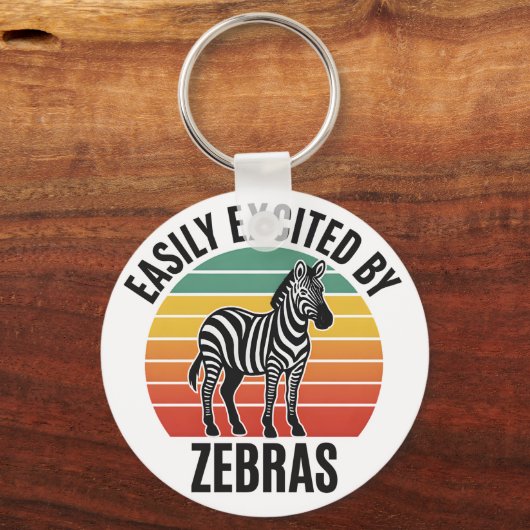 Retro Zebra Sunset with Fun Wild Spirit Sleutelhanger (Voorkant)