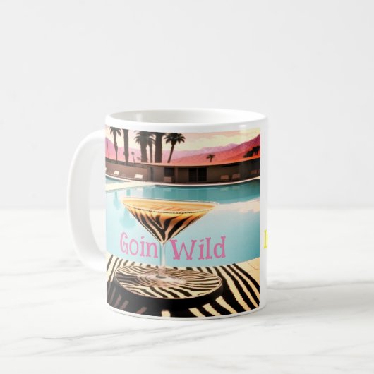 Retro  Zebra thema Poolside Palm Springs Koffiemok (Voorkant links)