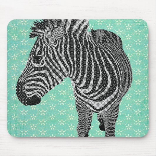 Retro Zebra Turqoise Mousepad Muismat (Voorkant)