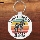 Retro Zebra Zonsondergang met Leuke Wilde Geest Sleutelhanger (Voorkant)
