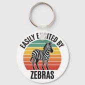 Retro Zebra Zonsondergang met Leuke Wilde Geest Sleutelhanger (Achterkant)