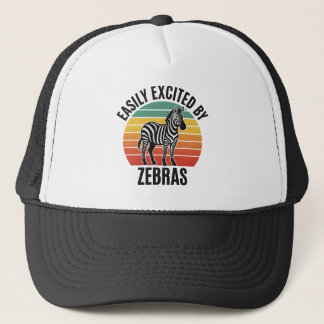 Retro Zebra Zonsondergang met Leuke Wilde Geest Trucker Pet