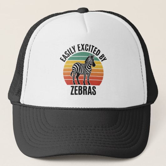 Retro Zebra Zonsondergang met Leuke Wilde Geest Trucker Pet (Voorkant)