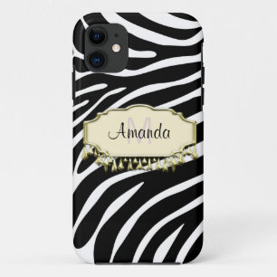Retro zebrahuid met gouden glamour iPhone 11 hoesje