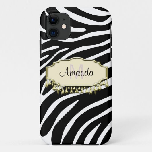 Retro zebrahuid met gouden glamour Case-Mate iPhone case (Achterkant)