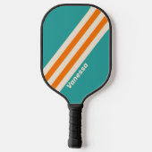 Retro Zee Breeze Vibe Stripes met naam Pickleball Paddle (Achterkant)