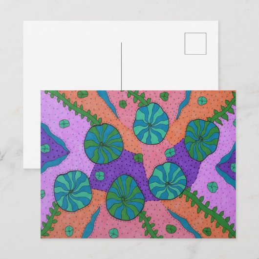 Retro Zee Garden Abstract Briefkaart (Voorkant / Achterkant)