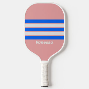 Retro Zee Kus Over Strepen met Naam Pickleball Paddle