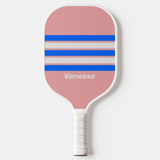 Retro Zee Kus Over Strepen met Naam Pickleball Paddle (Voorkant)