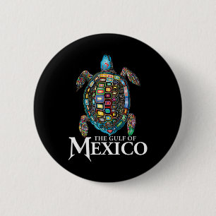 Retro Zee schildpad Golf van Mexico nooit vergeten Ronde Button 5,7 Cm