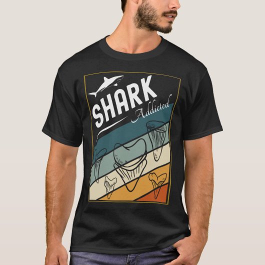 Retro Zee Shark Species Vis Haaien Tanden Fossils T-shirt (Voorkant)
