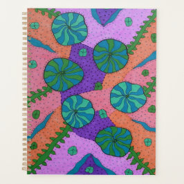 Retro-Zee-tuin in Oranje en Paars Planner