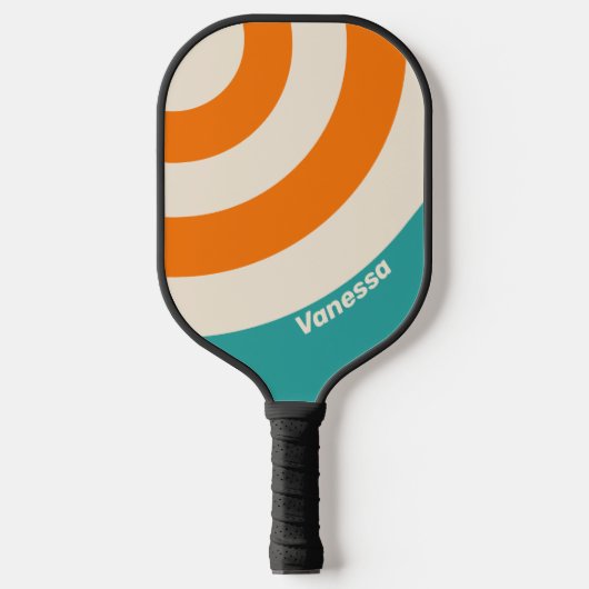 Retro Zeebries Sfeer Cirkel Streep met Naam Pickleball Paddle (Voorkant)