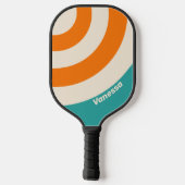 Retro Zeebries Sfeer Cirkel Streep met Naam Pickleball Paddle (Achterkant)
