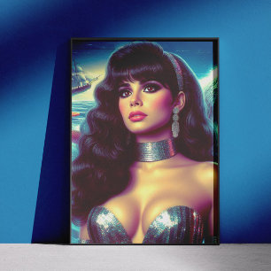 Retro Zeemeermin Pin-up Poster