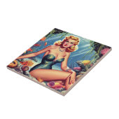 Retro Zeemeermin Pin Up Tegeltje (Zijkant)