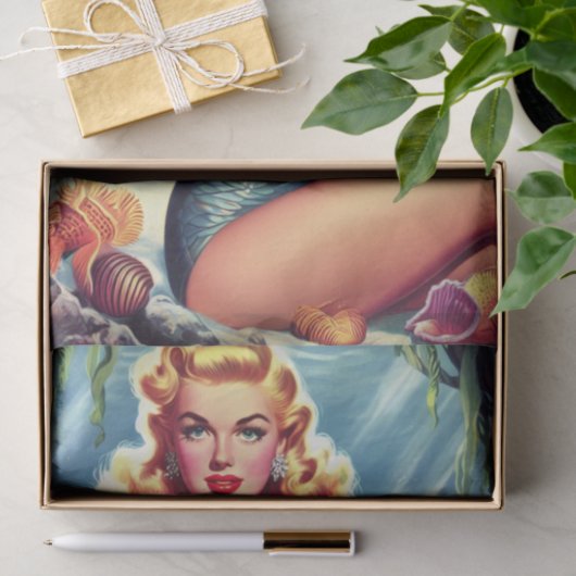 Retro Zeemeermin Pin Up Tissuepapier (Geschenk)