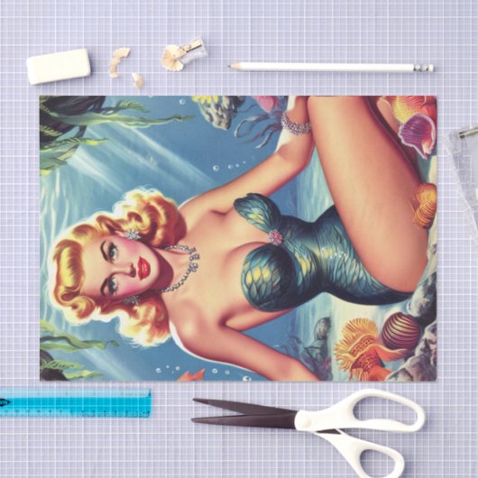 Retro Zeemeermin Pin Up Tissuepapier (Craft)