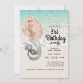 Retro Zeemeermin Strand Thema 21e Verjaardag Kaart (Voorkant)