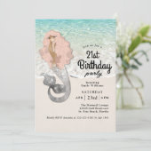 Retro Zeemeermin Strand Thema 21e Verjaardag Kaart (Staand voorkant)