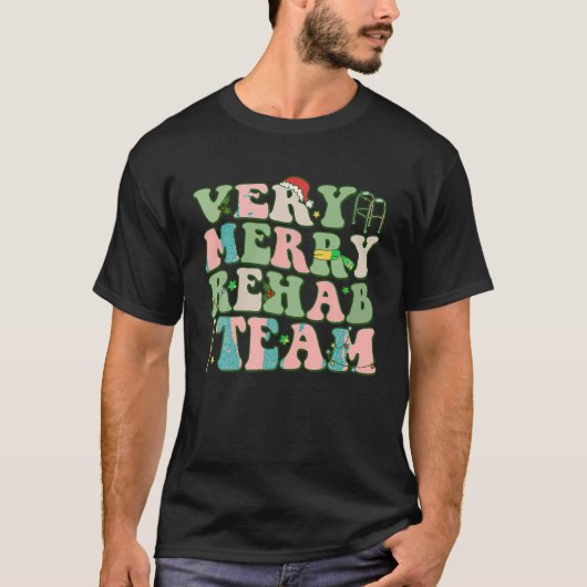 Retro Zeer Merry Rehab Team Xmas Therapie Squad SL T-shirt (Voorkant)