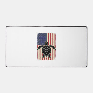 Retro Zeeschildpad Amerikaanse Vlag Patriottisch T Bureaumat