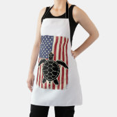 Retro Zeeschildpad Amerikaanse Vlag Patriottisch T Schort (Insitu)
