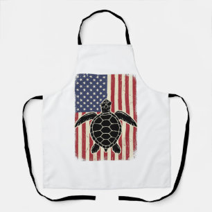 Retro Zeeschildpad Amerikaanse Vlag Patriottisch T Schort