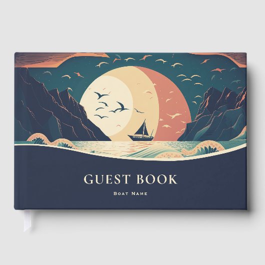 Retro Zeilboot Gastboek Gastenboek (Voorkant)