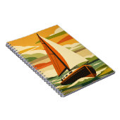 Retro Zeilboot Zonsondergangstocht Notitieboek (Rechterzijde)