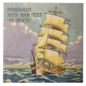 Retro Zeilschip Boot Zeeman Scheepvaart Tekening Tegeltje (Voorkant)