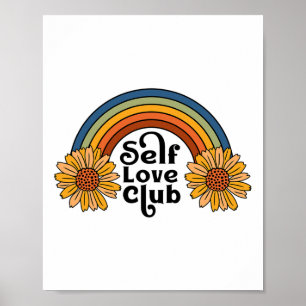 Retro Zelf Liefde Club Zonnebloem Regenboog Mental Poster
