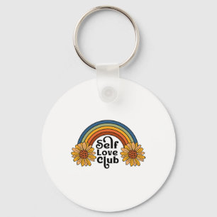 Retro Zelf Liefde Club Zonnebloem Regenboog Mental Sleutelhanger