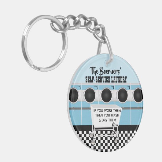 Retro Zelfbedieningsregels Sleutelhanger (Voorkant Links)