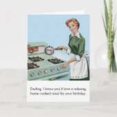 Retro - zelfgekookte maaltijd voor de verjaardag v kaart (Voorkant)