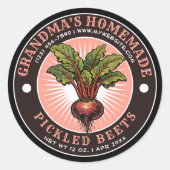 Retro Zelfgemaakte Ingelegde Bieten Label Sjabloon (Voorkant)