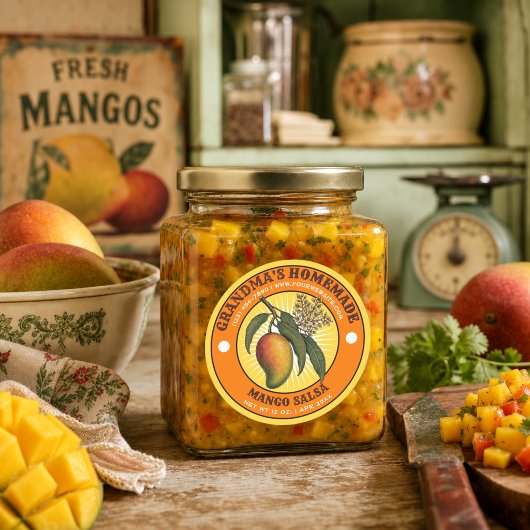 Retro Zelfgemaakte Mangosalsa Label Sjabloon