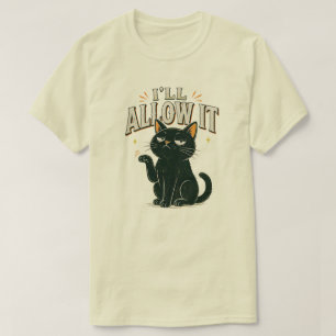 Retro zelfvoldige kat humor grafisch t-shirt