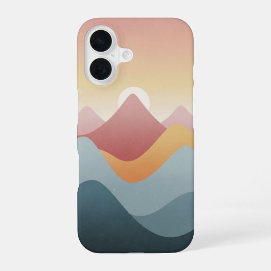 Retro Zen Bergen iPhone 16 Hoesje (Achterkant)