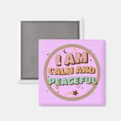 Retro Zen Vibes Ik Ben Kalm en Vredig Magneet (Voorkant / Achterkant)