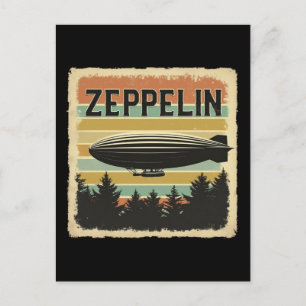 Retro Zeppelin luchtschip Zepelin Zepplin Feestdagenkaart