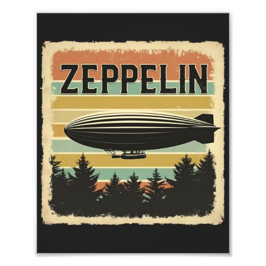 Retro Zeppelin luchtschip Zepelin Zepplin Foto Afdruk (Voorkant)
