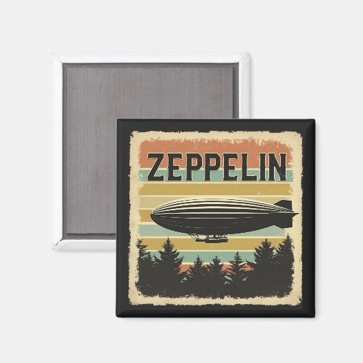 Retro Zeppelin luchtschip Zepelin Zepplin Magneet (Voorkant / Achterkant)